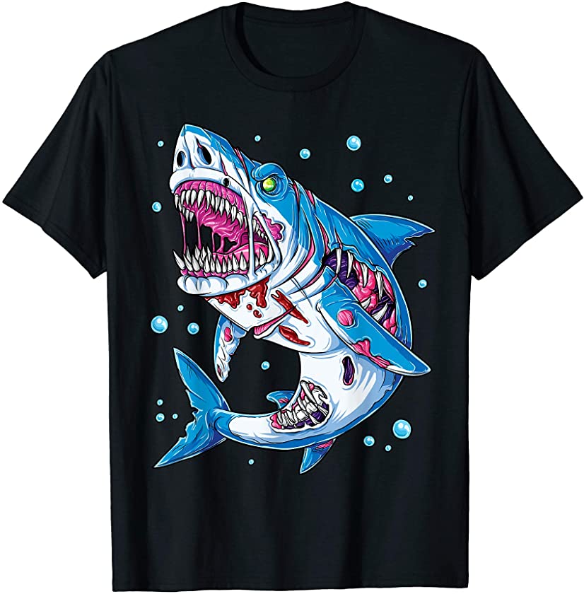 Shark Zombie T shirt Halloween Kids Boys Men Jawsome Zombies T-Shirt