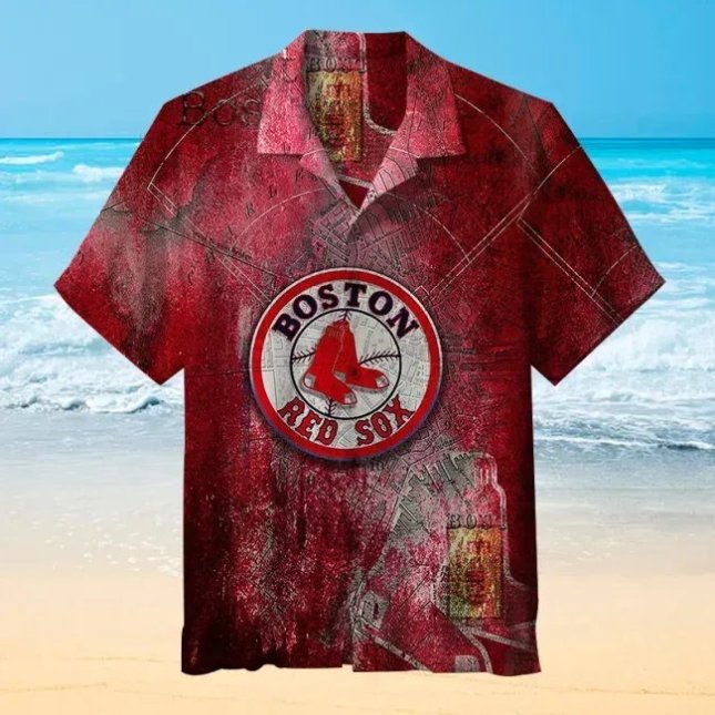Boston Red Sox Vintage Map Hawaiian Shirt For Fans