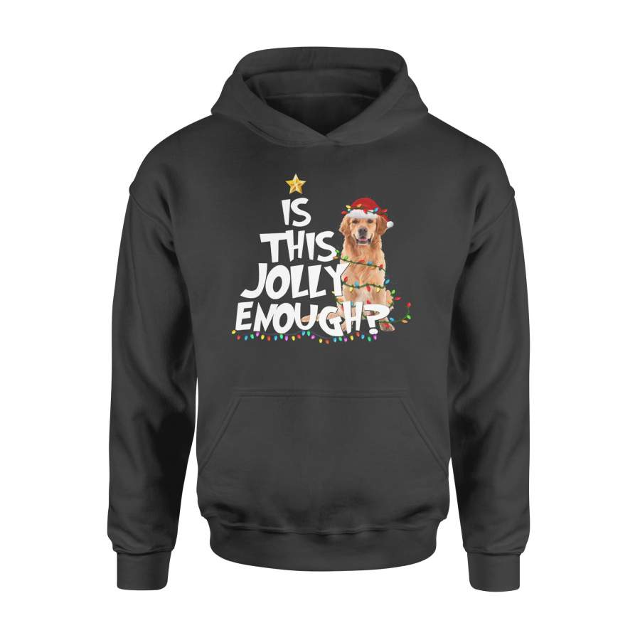 Is This Jolly Enough Golden Retriever Santa Christmas Light T-shirt – Standard Hoodie