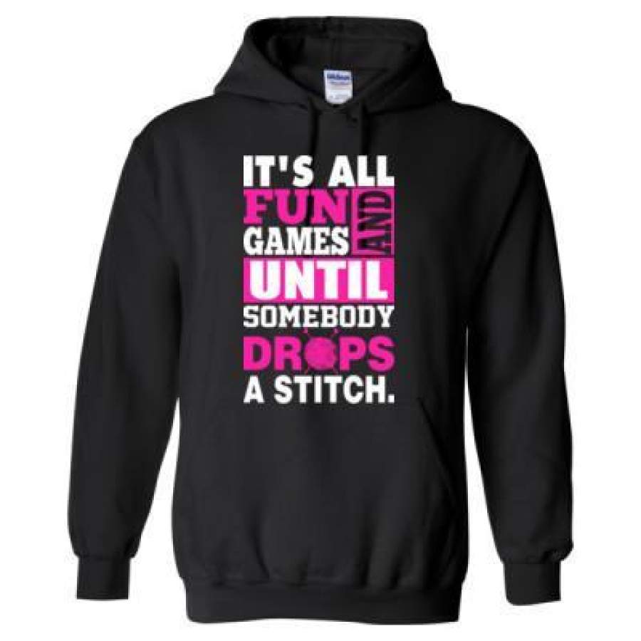 AGR Its All Fun And Games Until Somebody Drops A Stitch – Heavy Blend™ Hooded Sweatshirt