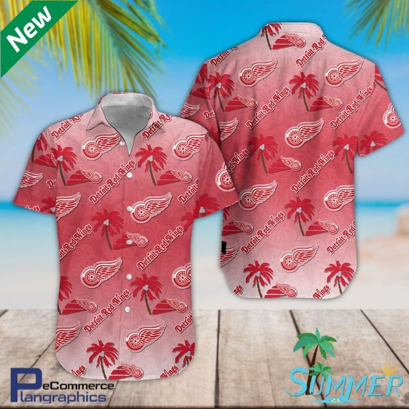 Detroit Red Wings Hawaiian Aloha Shirt Hawaiian Shorts Beach Short Shirt