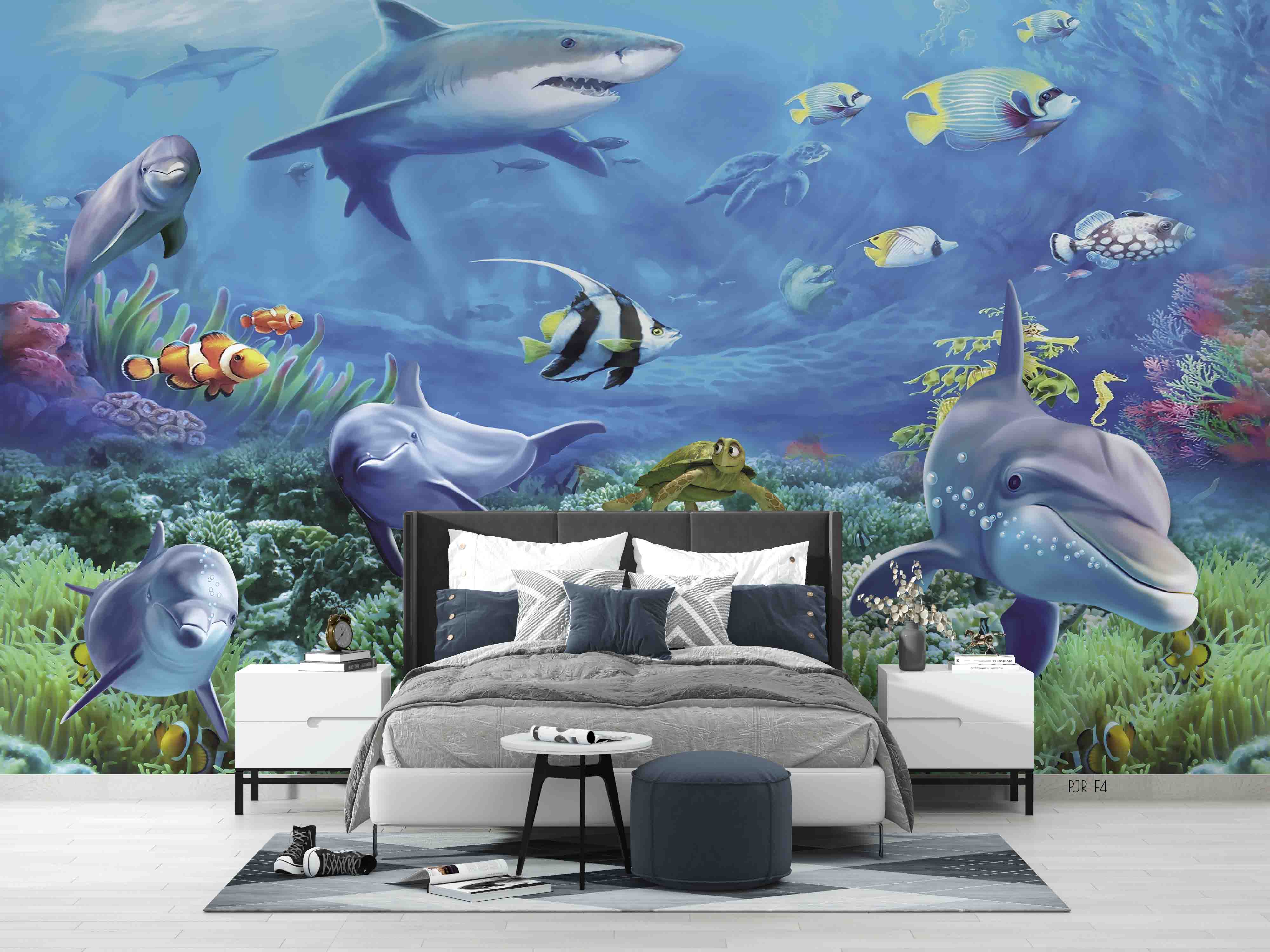 3D Marine Animal Shark Fish Wall Mural Wallpaper Wj 5166