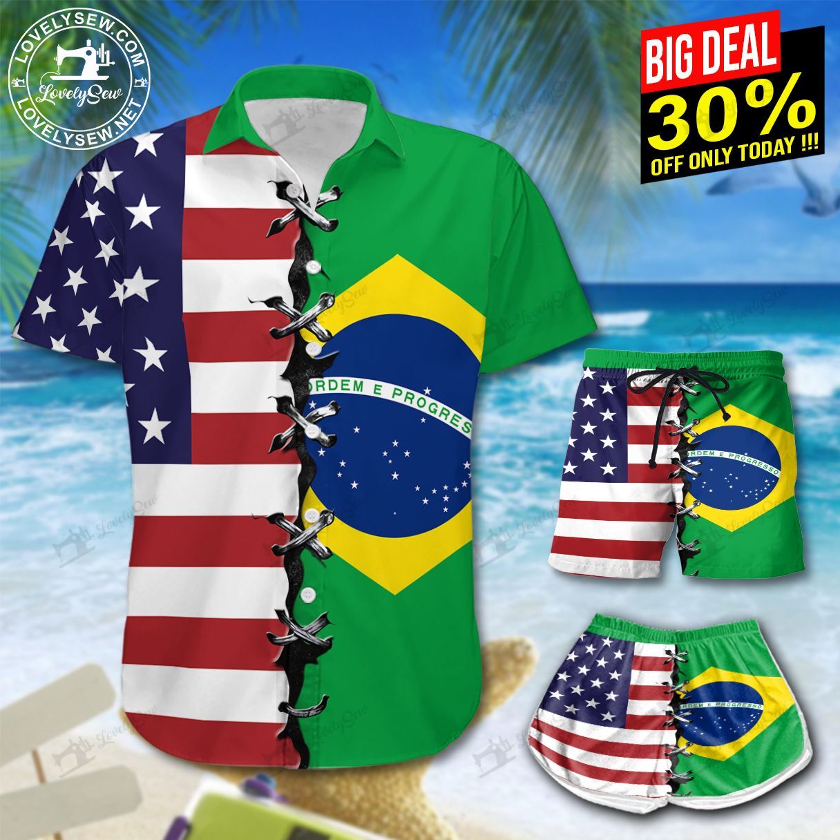 Brazil Us Hawaiian Shirt Shorts Ha91322