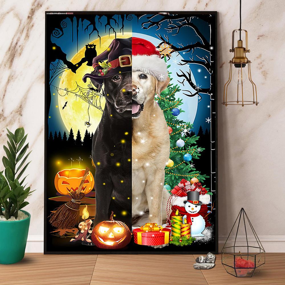 Dog Witch And Christmas Hat Halloween Gift Christmas Gift Paper Poster No Frame  Matte Canvas Wall Decor