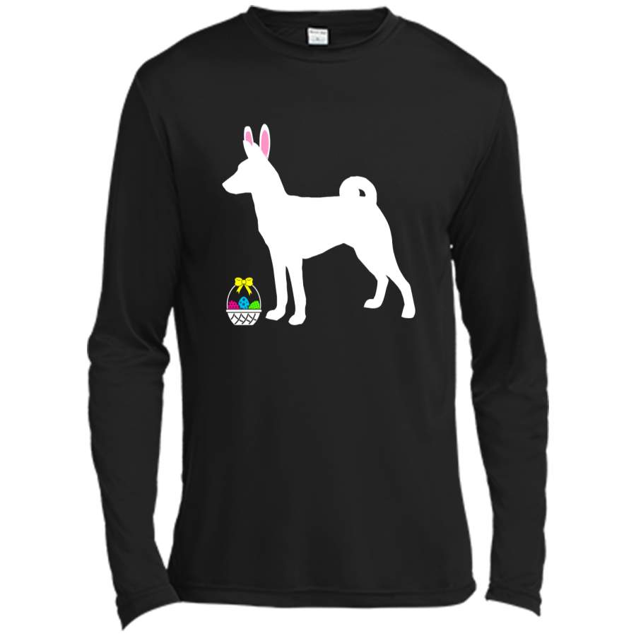 Basenji Easter Bunny Dog Silhouette T-Shirt Long Sleeve Moisture Absorbing Shirt