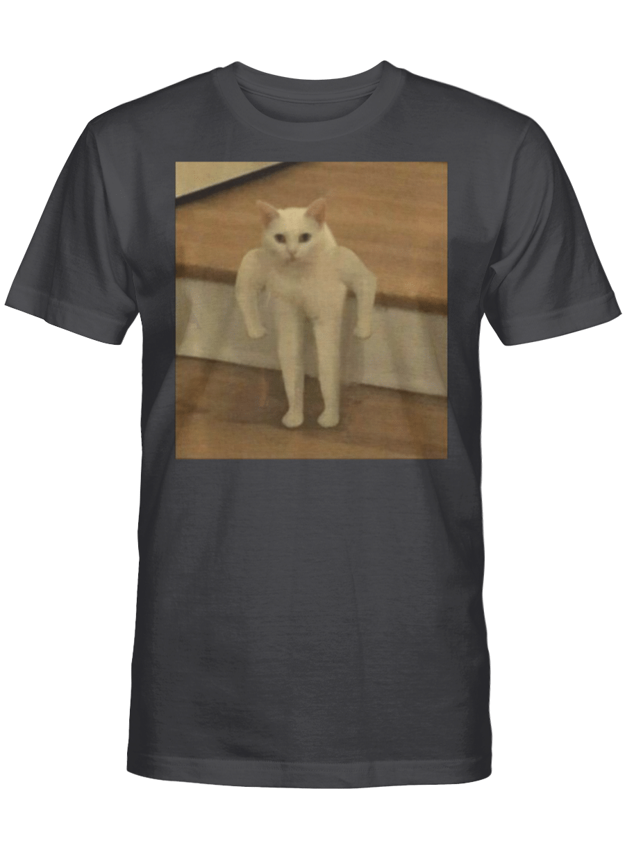 AmazeStyleZ Cat T Shirt, Buff Kitty Cat Cursed Long Dank Memes Kitty Internet Kitten