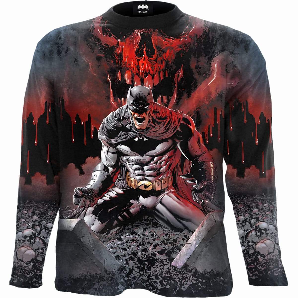 Batman – Asylum Wrap – Allover Longsleeve T-Shirt Black