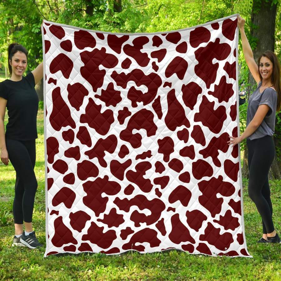 Chocolate Brown And White Cow Print Quilt