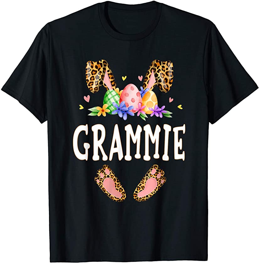 Floral Leopard Grammie Bunny Gift Happy Easter Mother’s Day T-Shirt