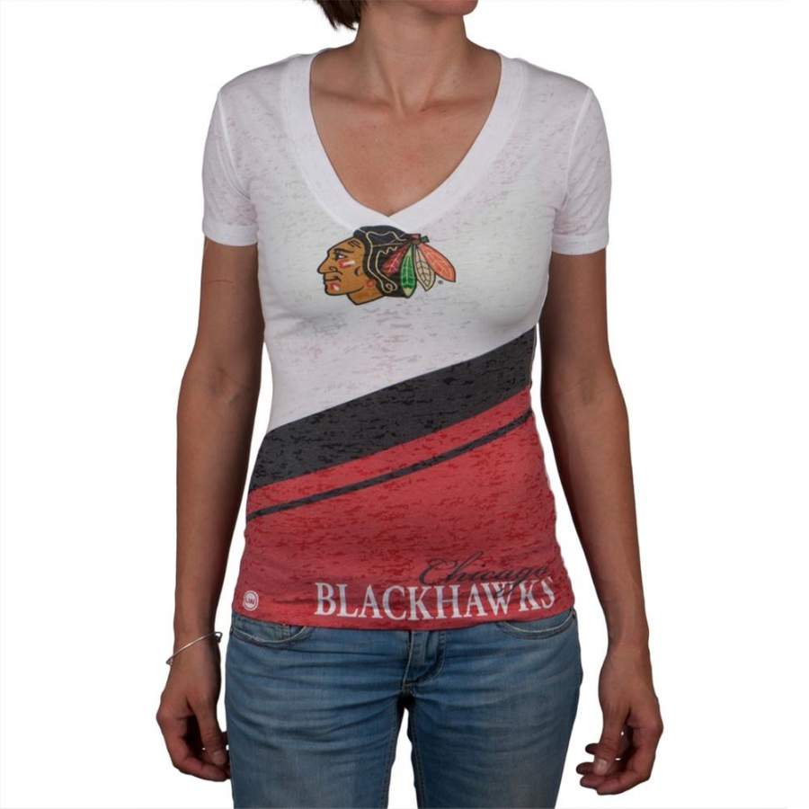 Chicago Blackhawks – Logo Cheerleader Burnout Juniors T-Shirt