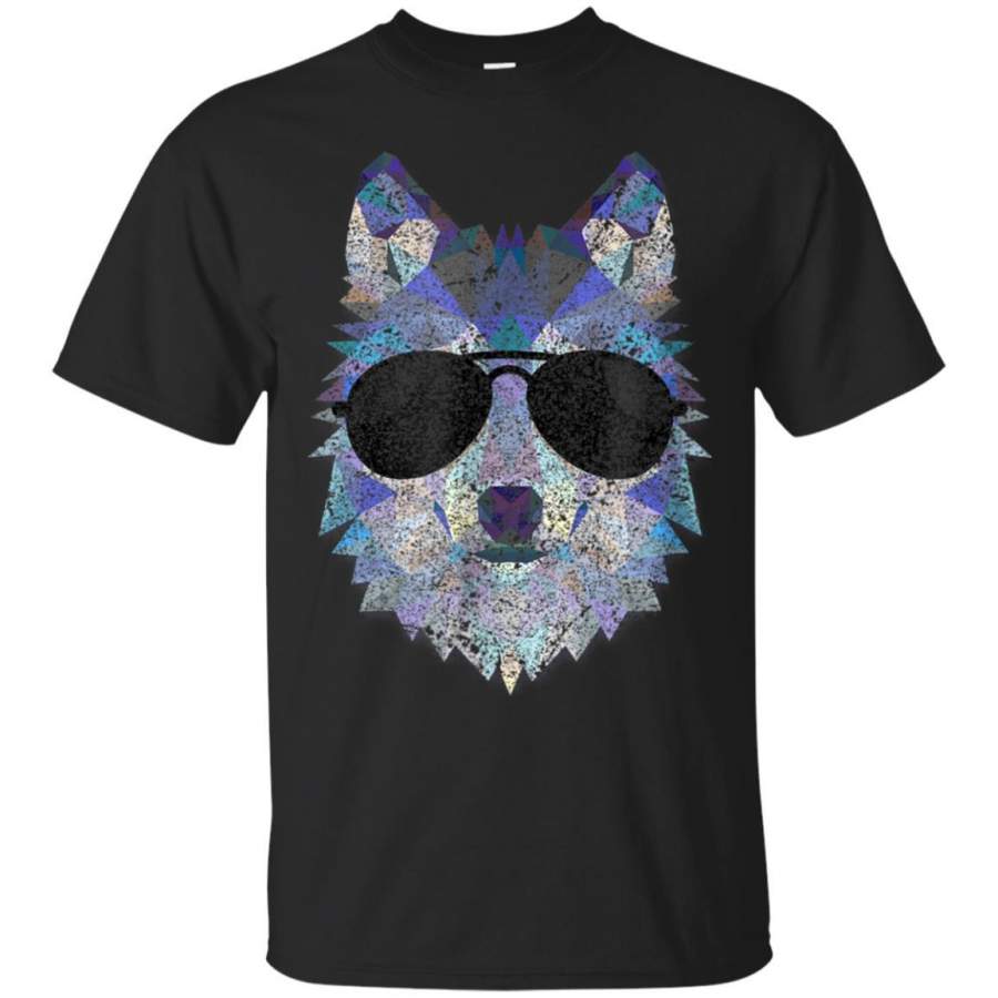 Vintage WOLF T-Shirt polygonal animal art print geometric Tee