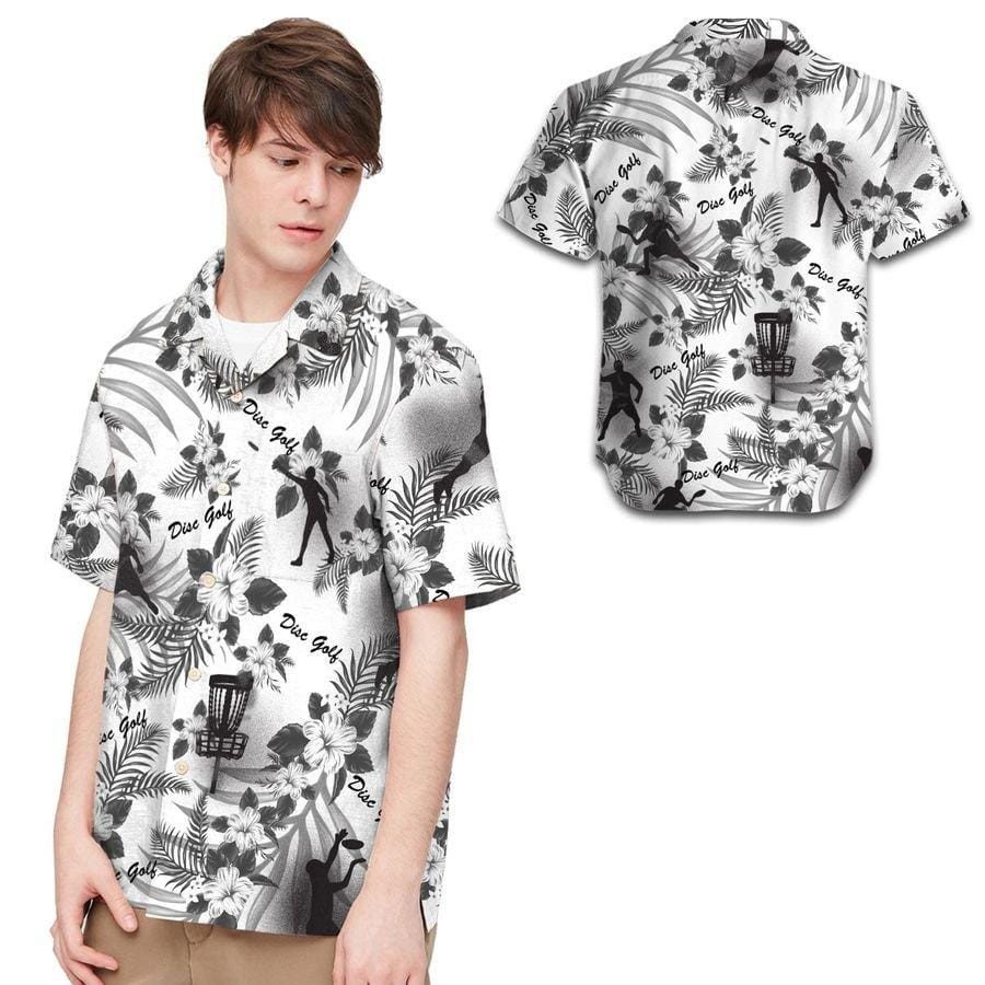 Hawaii Aloha Shirts Disc Golf Black And White Tropical Ha102946