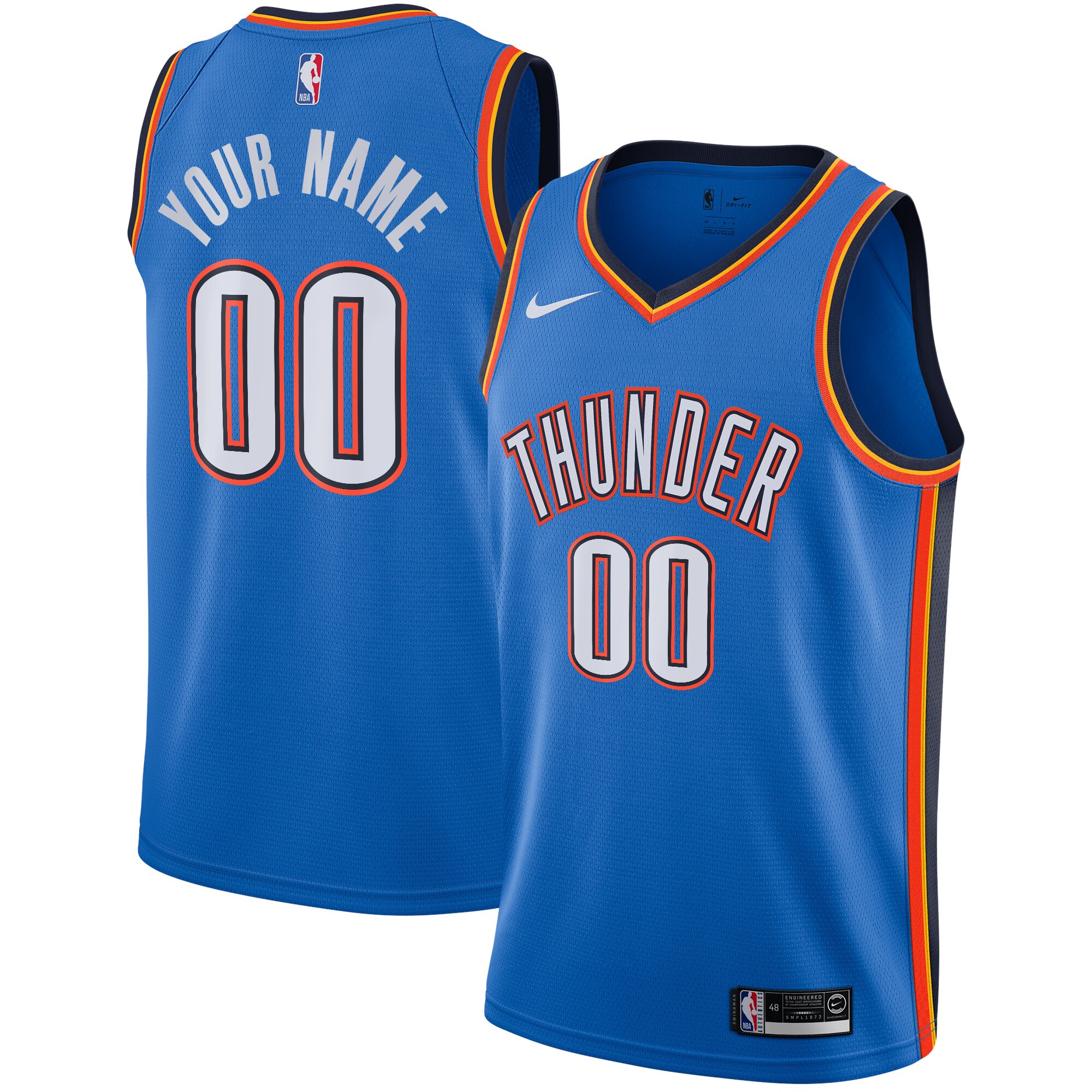 Oklahoma City Thunder Custom Swingman Jersey – Icon Edition – Blue