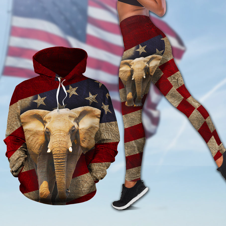 Elephant Us Flag Hoodie & Legging