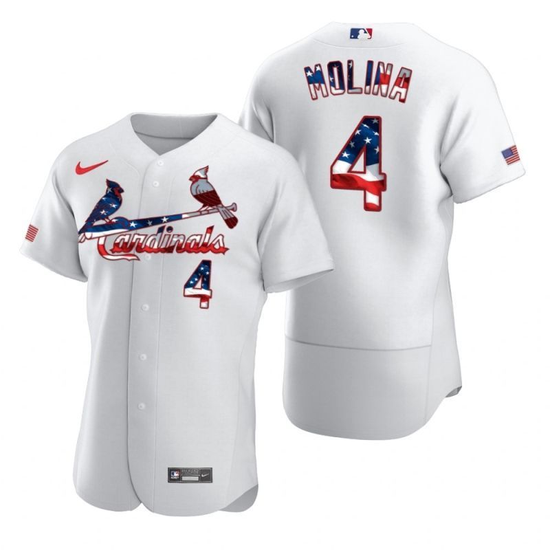 Yadier Molina #4 St Louis Cardinals 2020 MLB White Us Flag Jersey