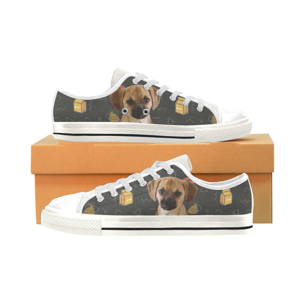 Puggle Dog White Men’s Classic Canvas Shoes