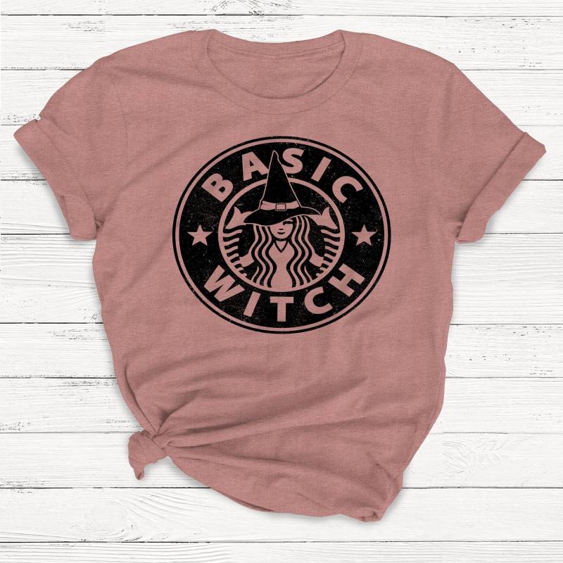 Crushtee Basic Witch T Shirt, Funny Halloween Shirt, Women’s Halloween Shirt, Humor, Funny, Gift, Cute Shirt, Vintage, Starbucks, Coffee Long Sleeve Hoodie