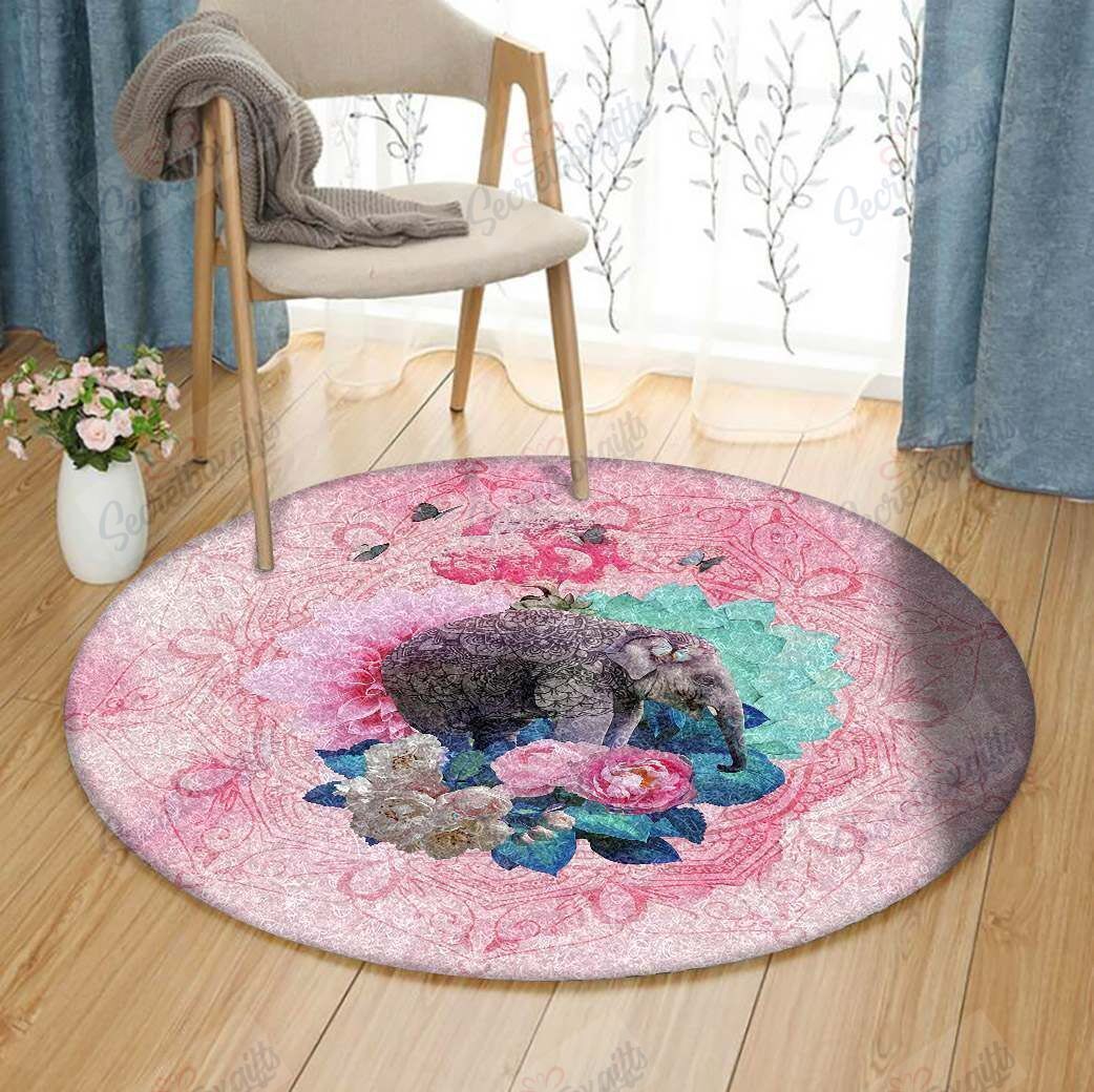 Floral Elephant YY70 Round Rug CYLI0308