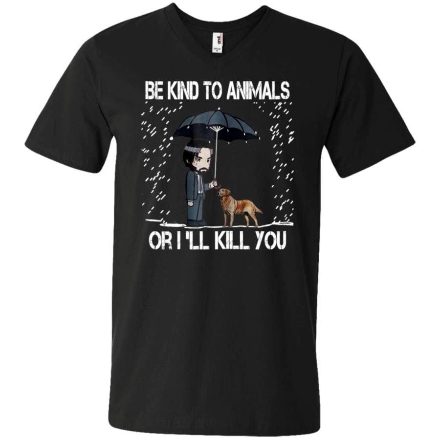 AGR John Be Kind to Animals I’ll Kill You Wick Unisex V-neck