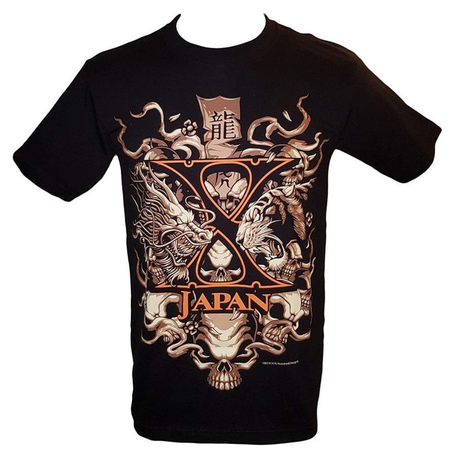 X Japan Dragon Vs Tiger Heavy Metal Band T Shirt Black Men’S Fashion T-Shirt