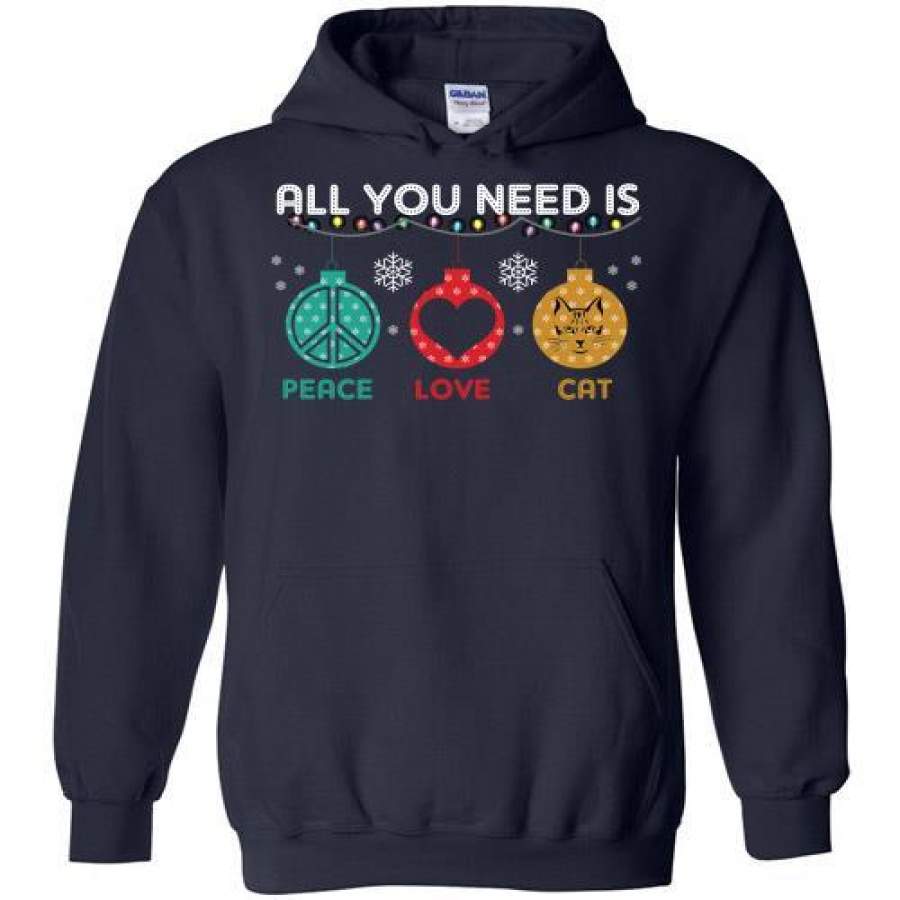 All you need is peace love cat christmas Hoodie