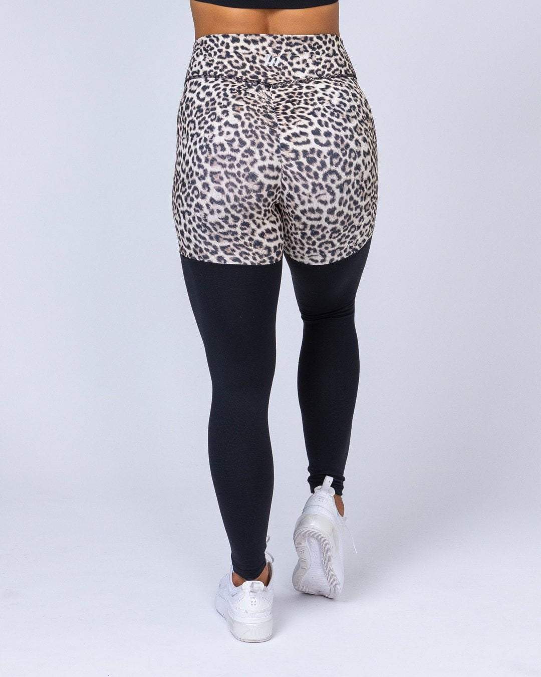 Two Tone Scrunch Leggings – Yellow Leopard / Black