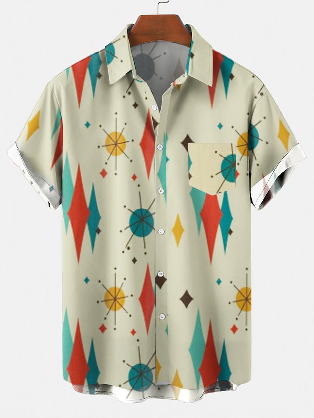 Men Shirt Collar Abstract Printed Shirt