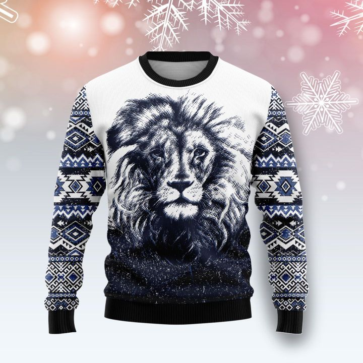 Awesome Lion Christmas Ugly Sweater | Unisex | Full Size | Adult | Colorful | US1615