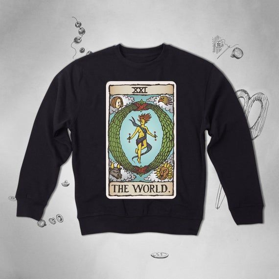 Tarot sweatshirt Men Women Vintage sweatshirt Girl Unisex Animals Graphic sweatshirt Nature Cute Witch Occult Gothic Wiccan Raglan jumper