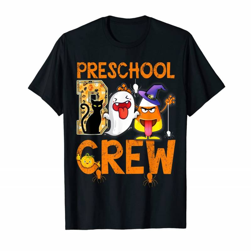 Black Cat Pumpkin Candy Ghost T-shirt Preschool Boo Crew