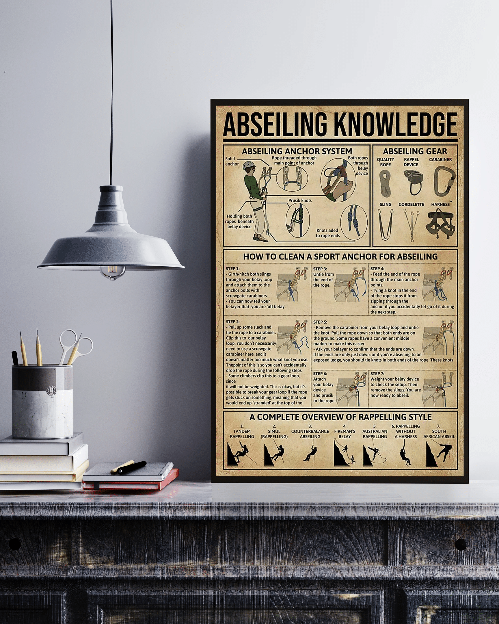 Abseiling Knowledge Canvas Poster Wall Art