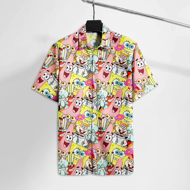 Squarepants Sponge And Friends For Men Women Graphic Print Short Sleeve Hawaii Casual Shirt Ha68946