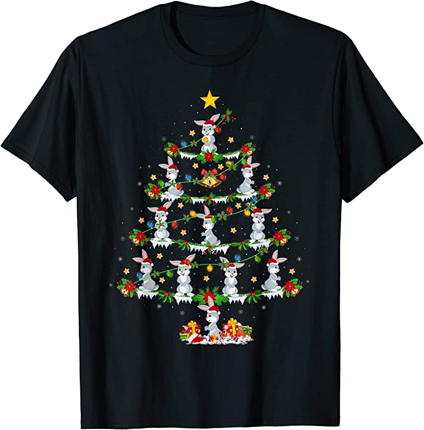 Bunny Animal Lover Xmas Lighting Bunny Christmas Tree T-Shirt