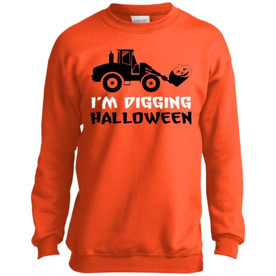 Pumpkin Face Tractor I’m Digging Halloween Cute Youth Tshirt/LS/Sweatshirt/Hoodie