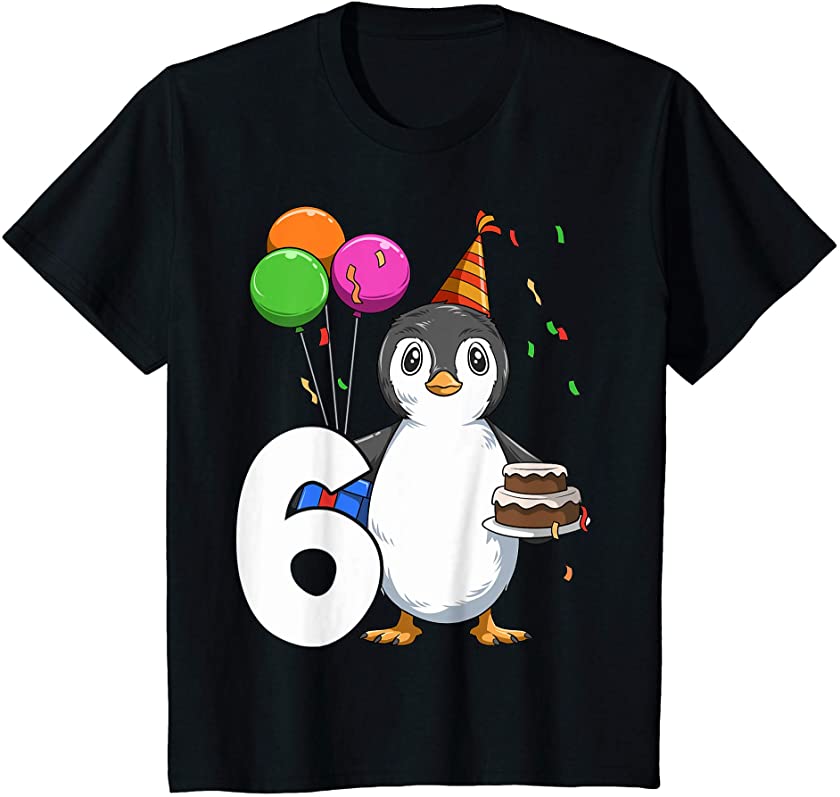 Kids Penguin Birthday 6 Penguin 6th Birthday Outfit Penguin Party T-Shirt