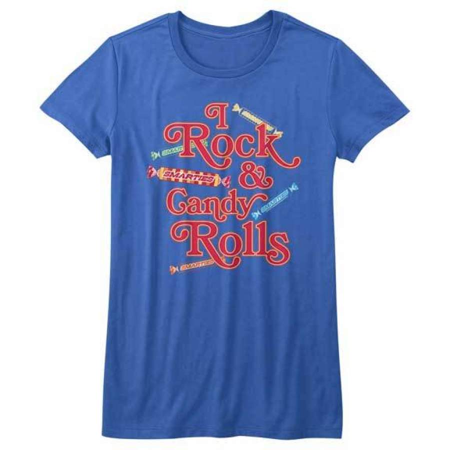 SMARTIES-I ROCK CANDY ROLLS-ROYAL LADIES BELLA Short Sleeve TShirt