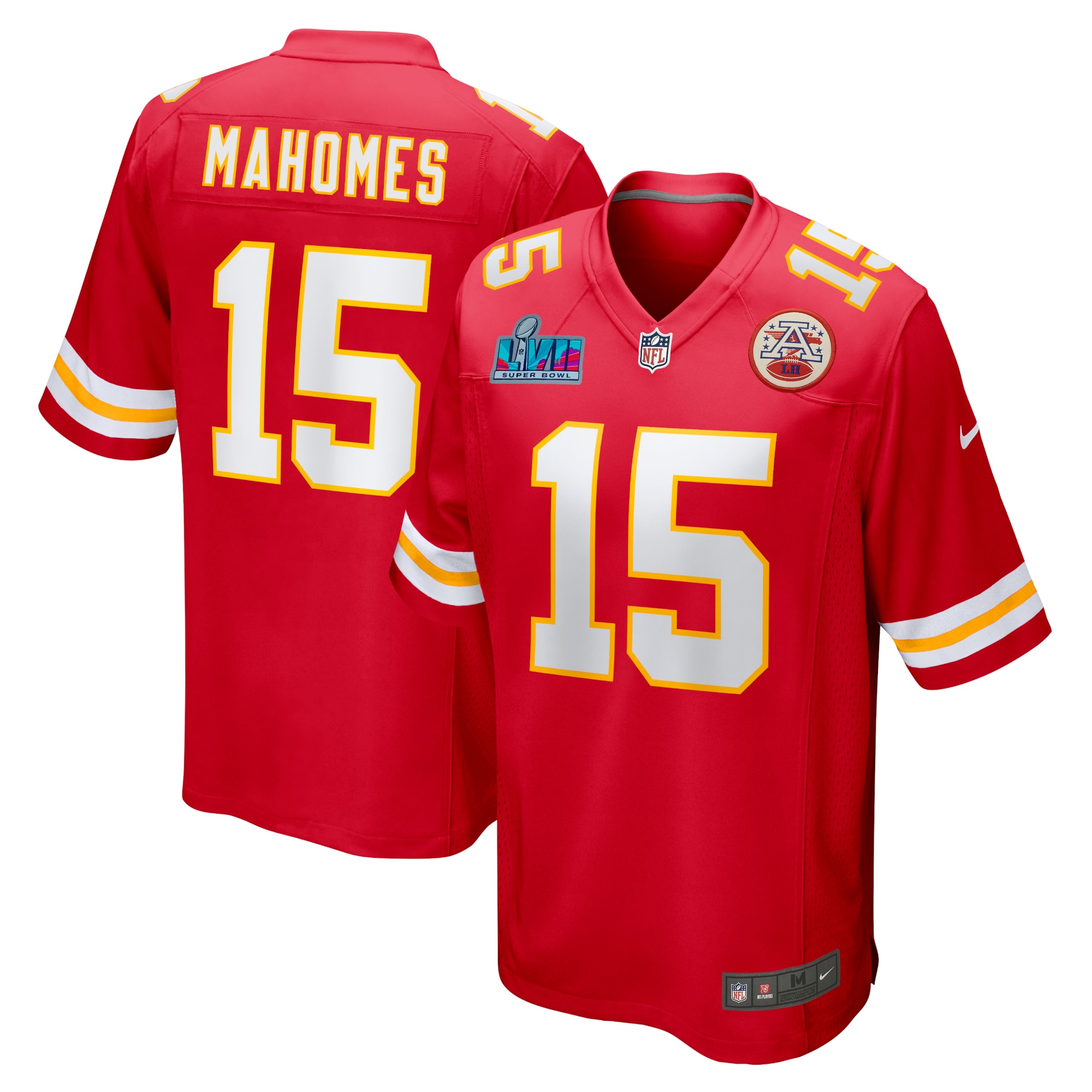 Men’s Kansas City Chiefs Patrick Mahomes Red Super Bowl LVII Patch Game Jersey