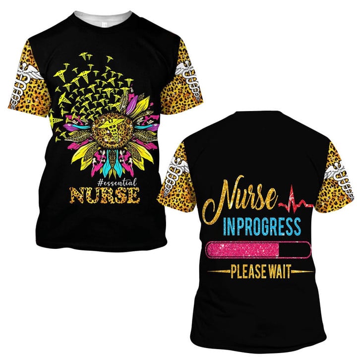 Funny Nurse In Progress Leopard Pattern Shirt, Perfect Nurse Apparel, Nurse T-Shirt Cool Gift Idea Coolspod