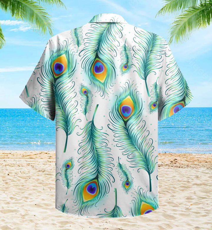 Peacock Feather Pattern Green Hawaii Shirt Ha17309