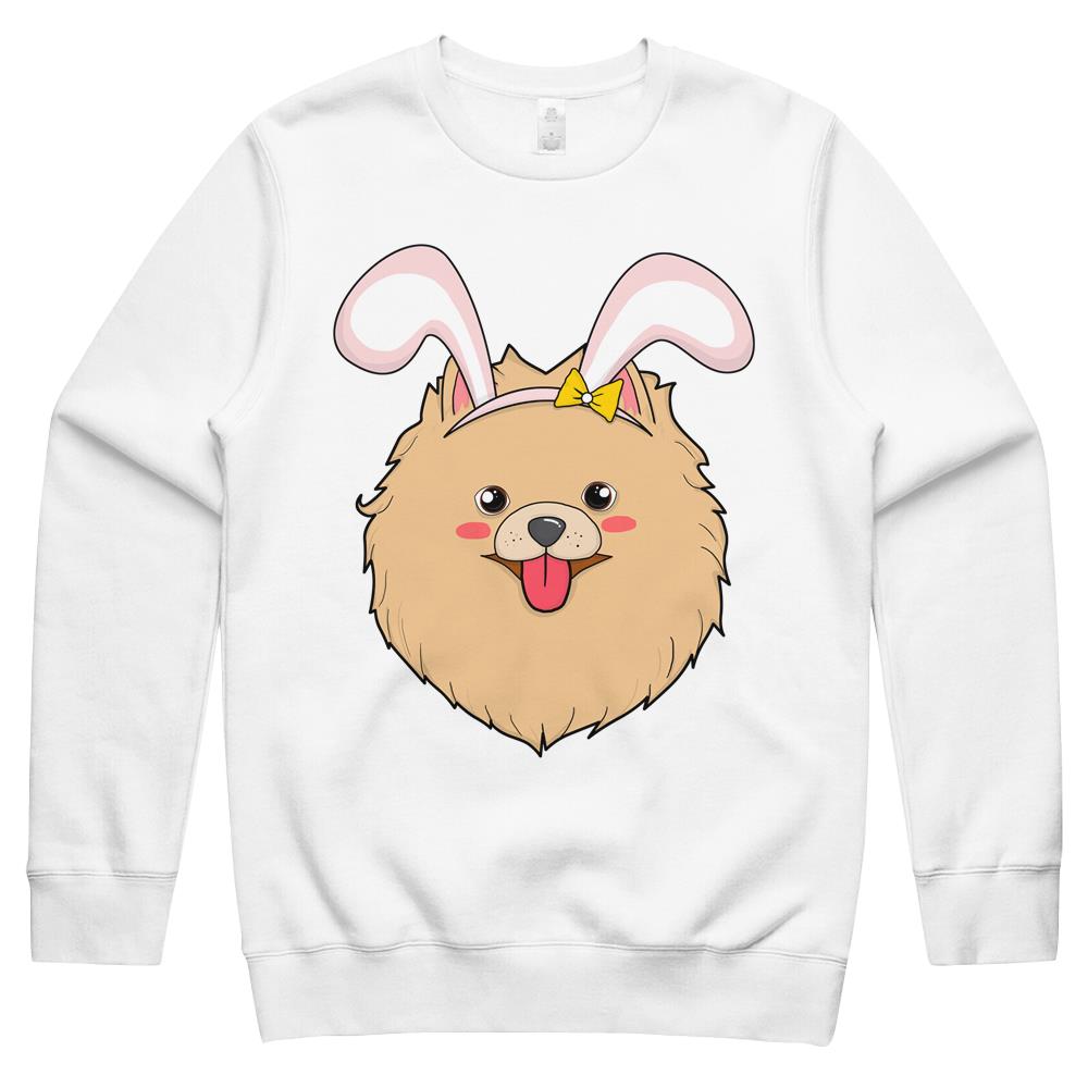 Cute Easter Pomeranian Dog Bunny Ears Rabbit Crewneck Sweatshirt