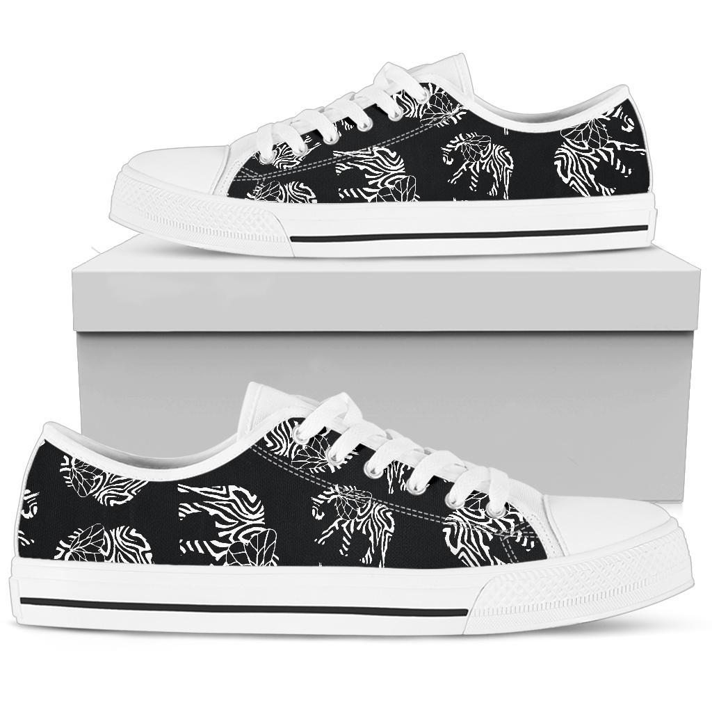 Elephant Tribal White Bottom Low Top Shoes