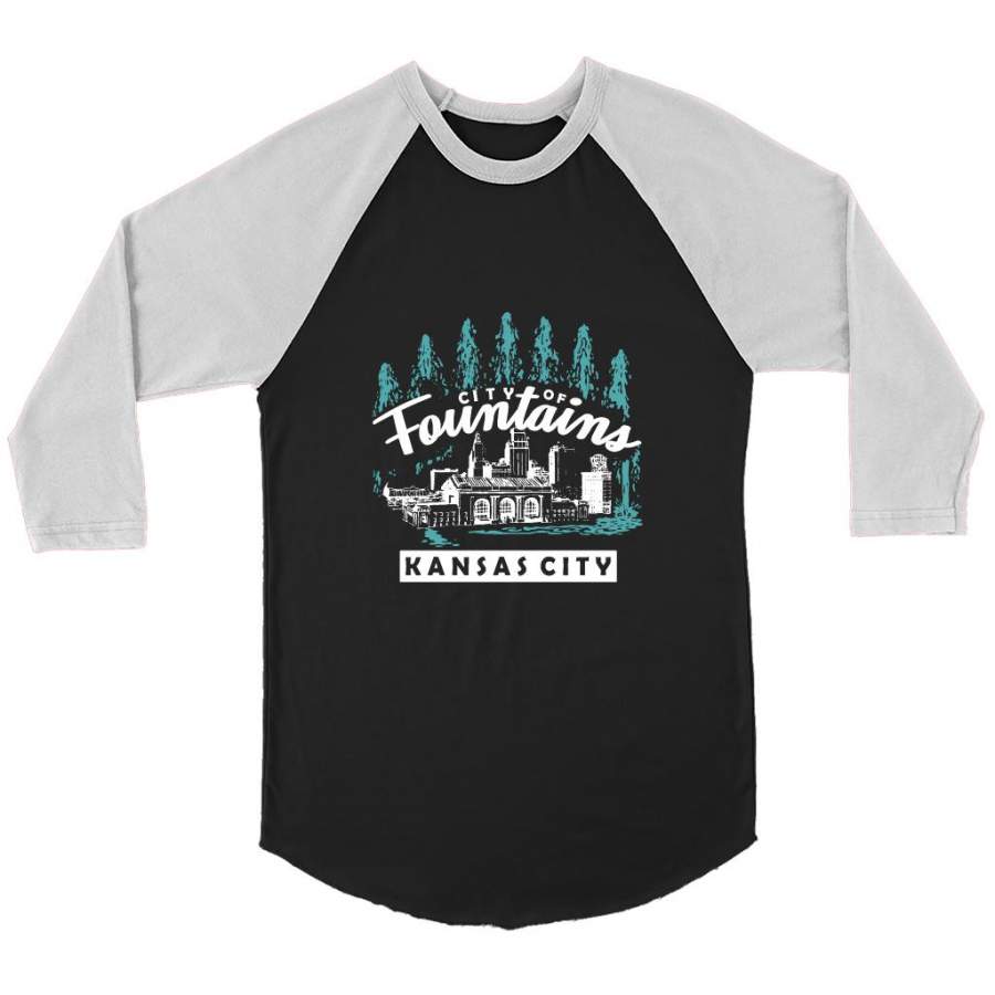 City Of Fountais Kansas City – Canvas 3/4 Raglan Shirt