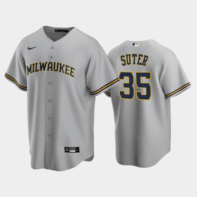 Brewers 35 Brent Suter Road Gray Jersey