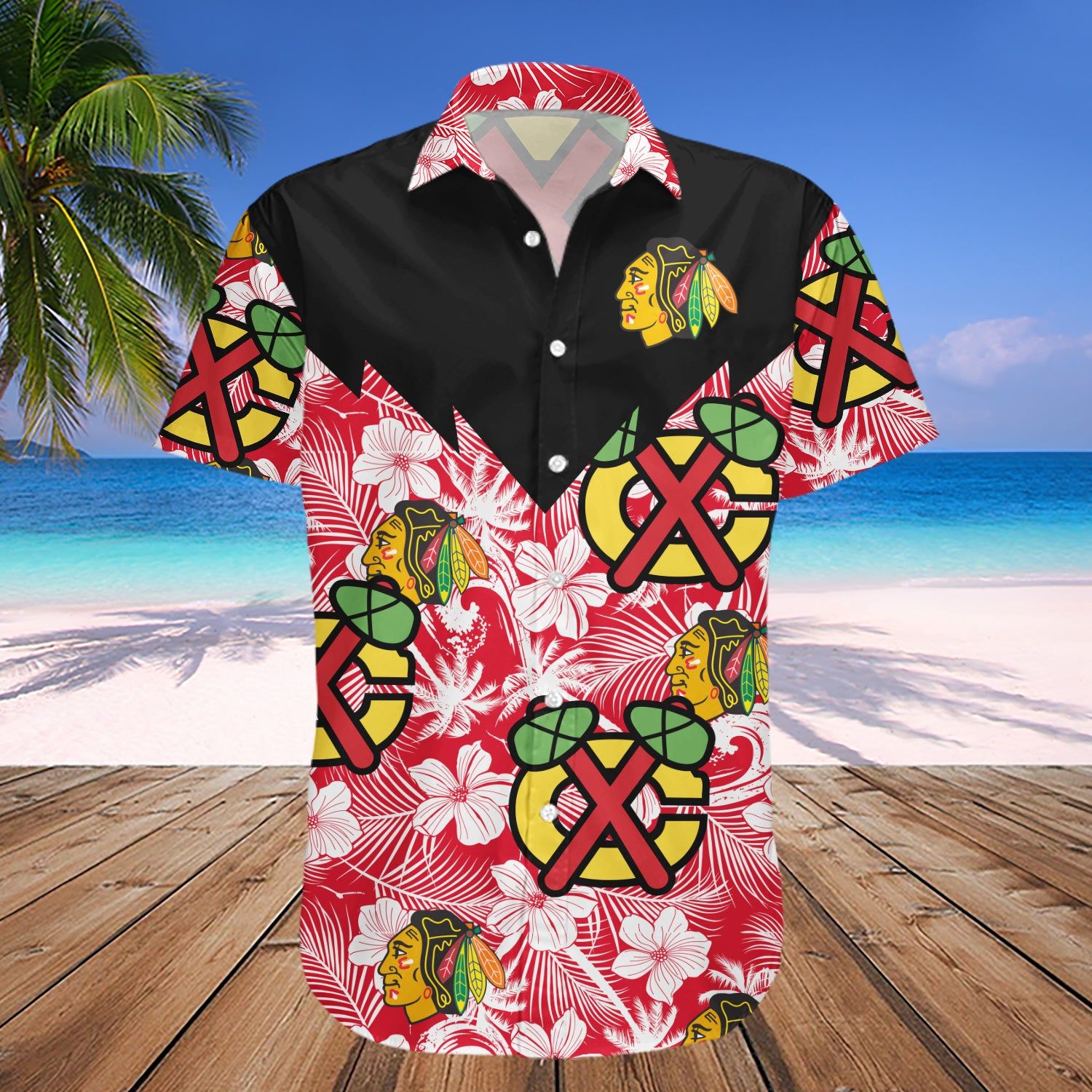 Chicago Blackhawks Hawaii Shirt Tropical Seamless- Nhl