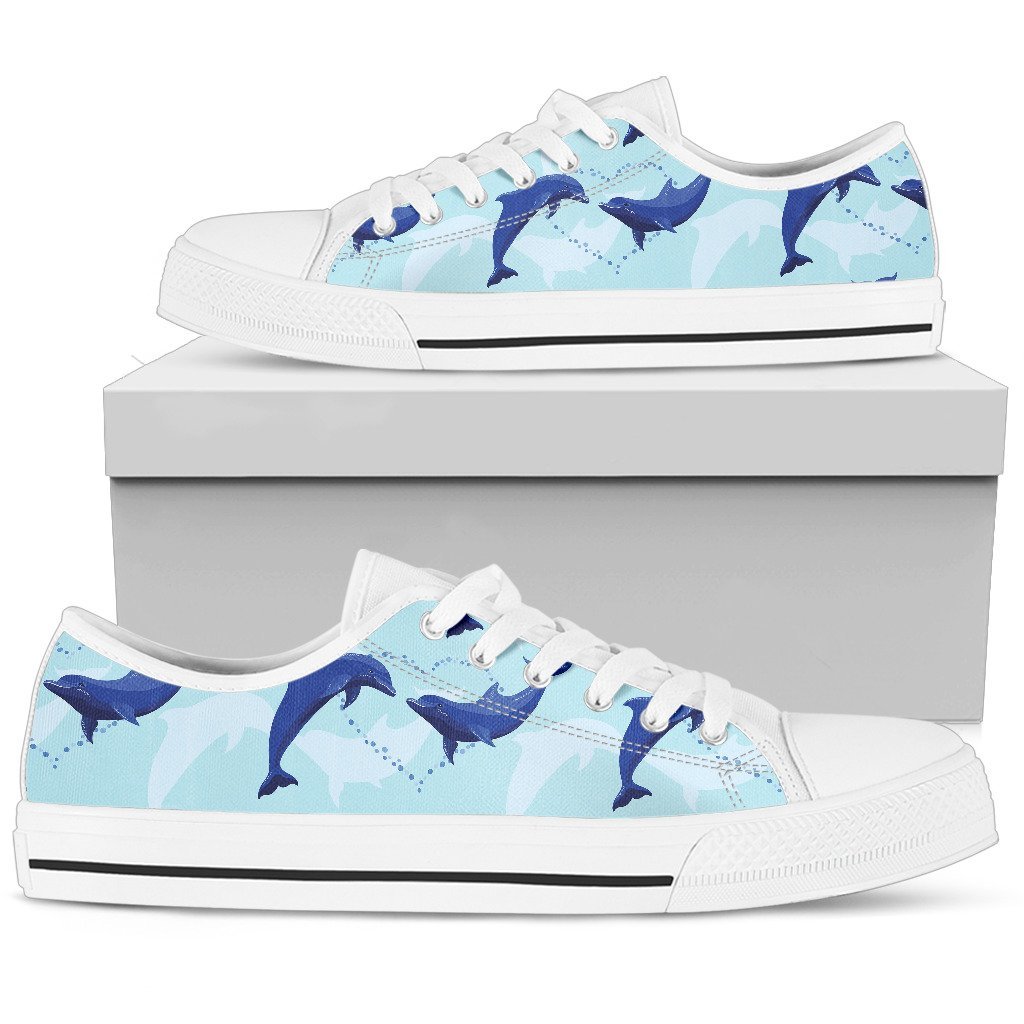 Dolphin Heart Pattern Men Low Top Shoes