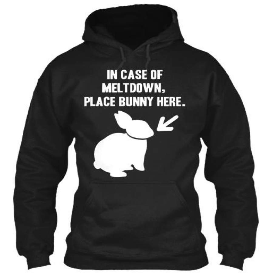 In Case of Meltdown, Place Bunny Here Gildan 8oz Heavy Blend Hoodie