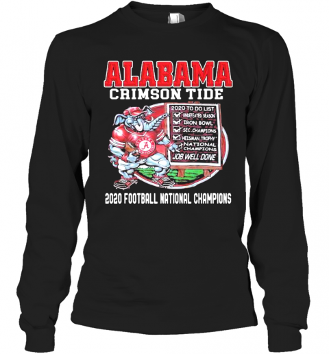 Alabama Crimon Tide 2020 Football National Champions Elephant Long Sleeve T-Shirt