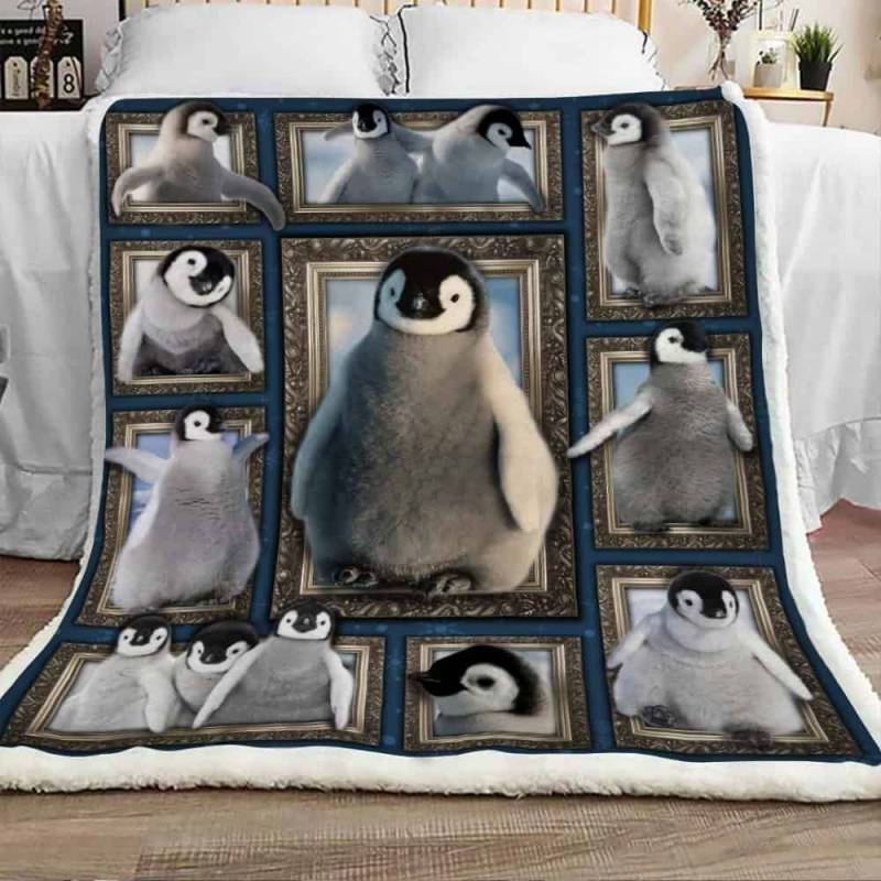 Penguin Sherpa Fleece Blanket