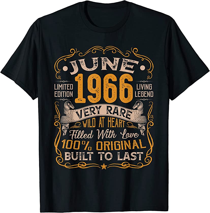 55th Birthday Vintage June 1966 Distressed 55 Years Old T-Shirt