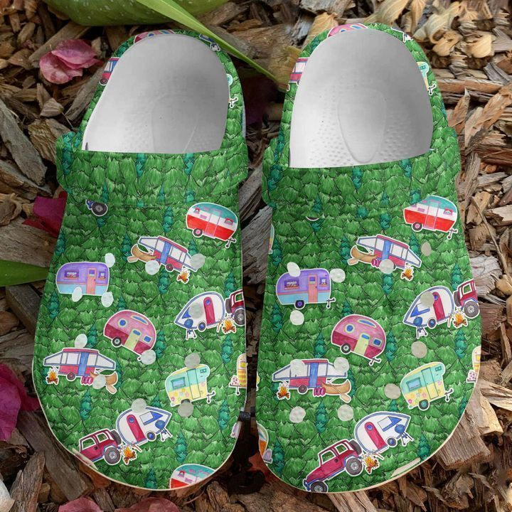 Camping Campers In The Forest Clog Shoes